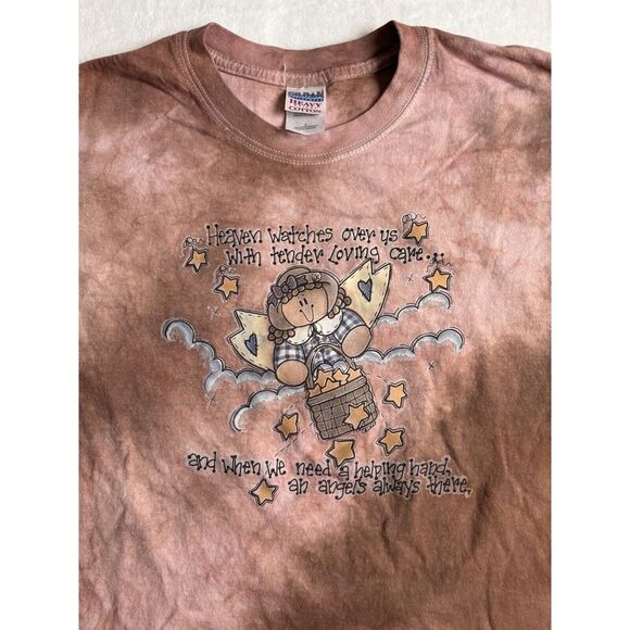 VTG Gildan Angels Heaven Watches Over God Short‎ Sleeve Tie-Dye Shirt Men's L * - Picture 2 of 6